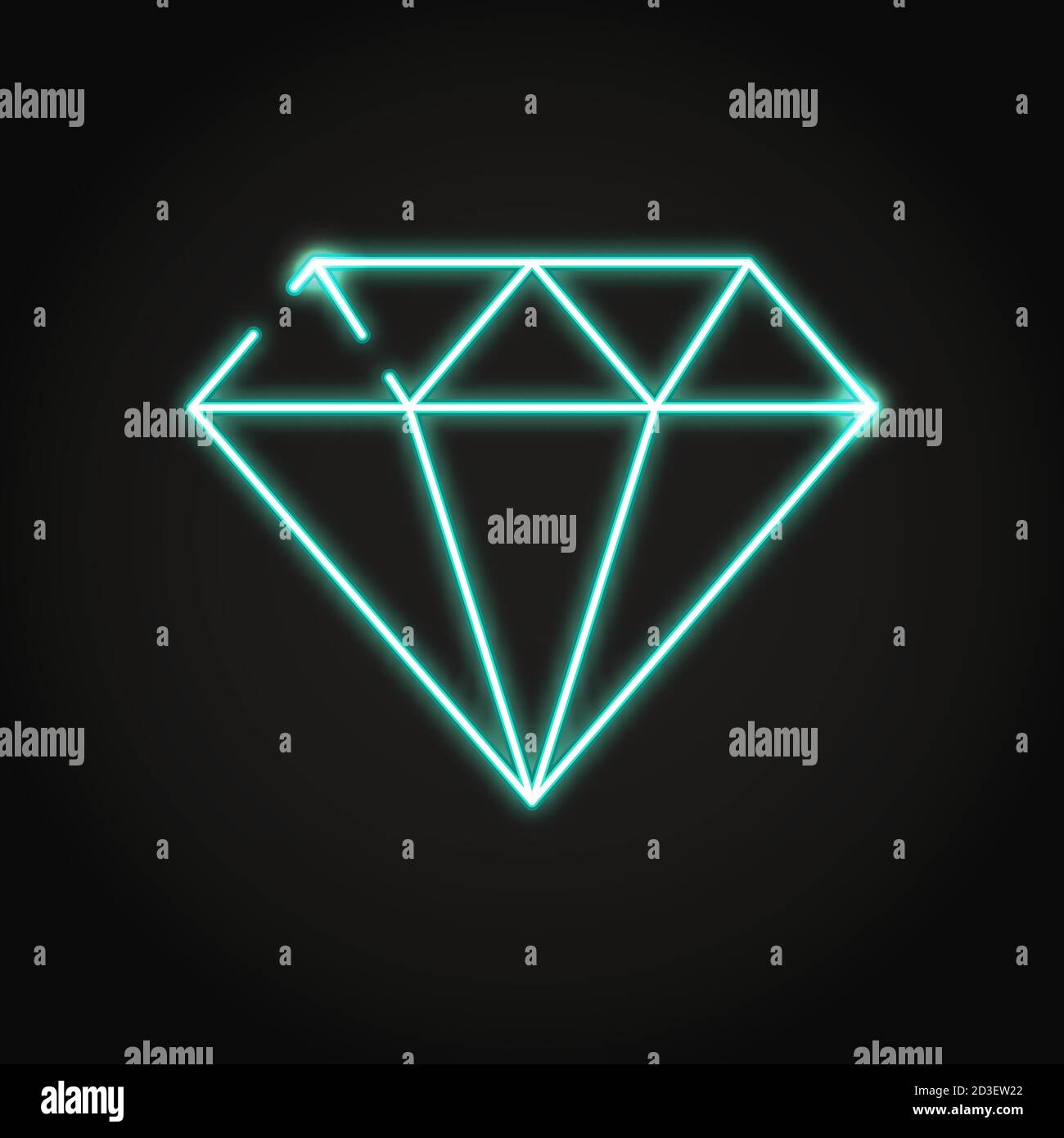 Diamond gem icon in neon line style Stock Vector