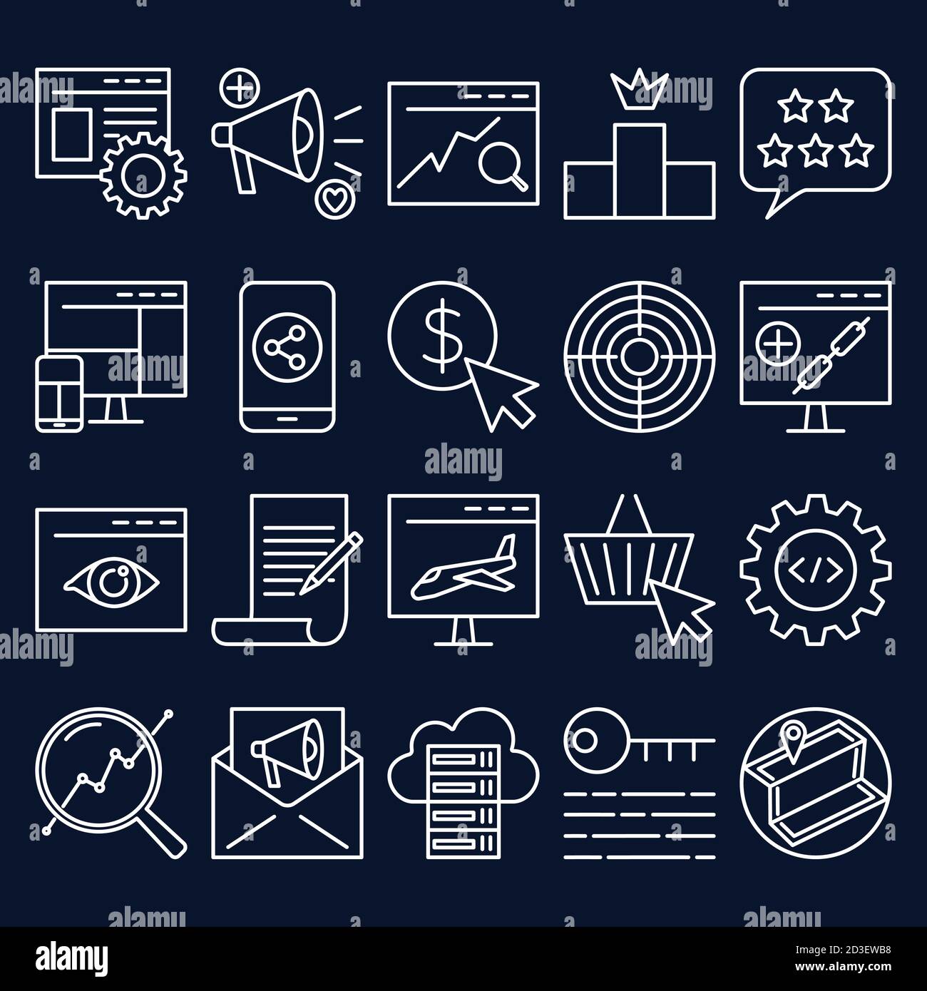 Search engine optimization icon set in thin line style Stock Vector