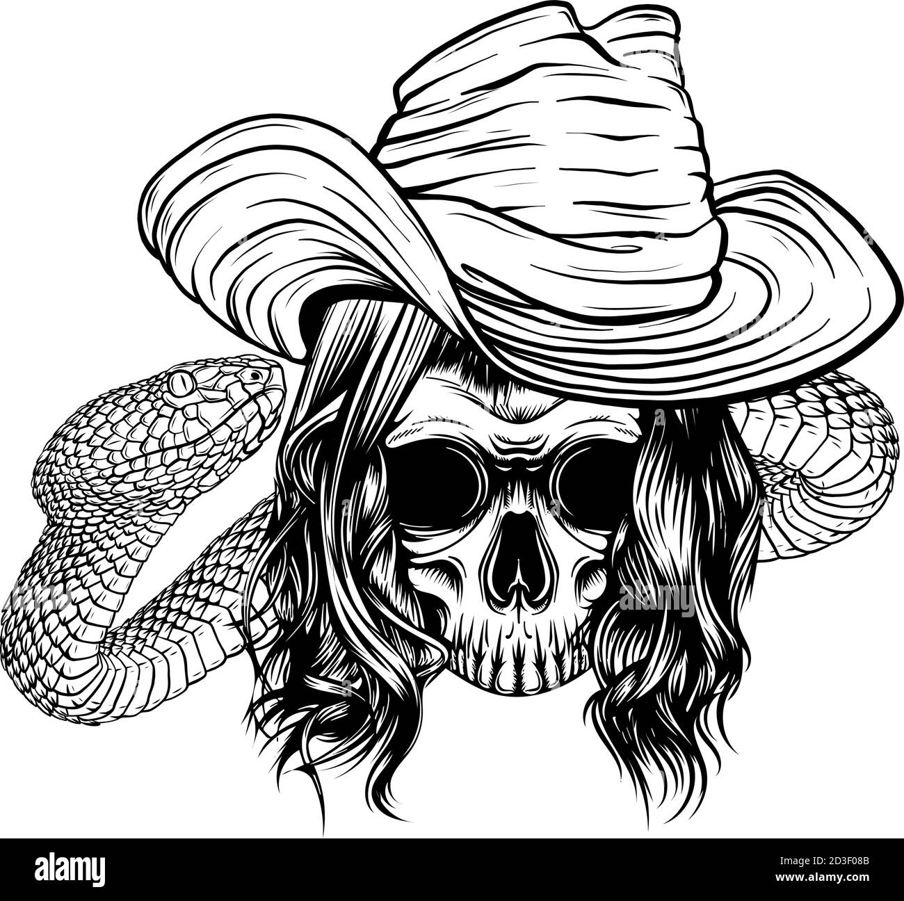 skull king with snake vector illustration design Stock Vector