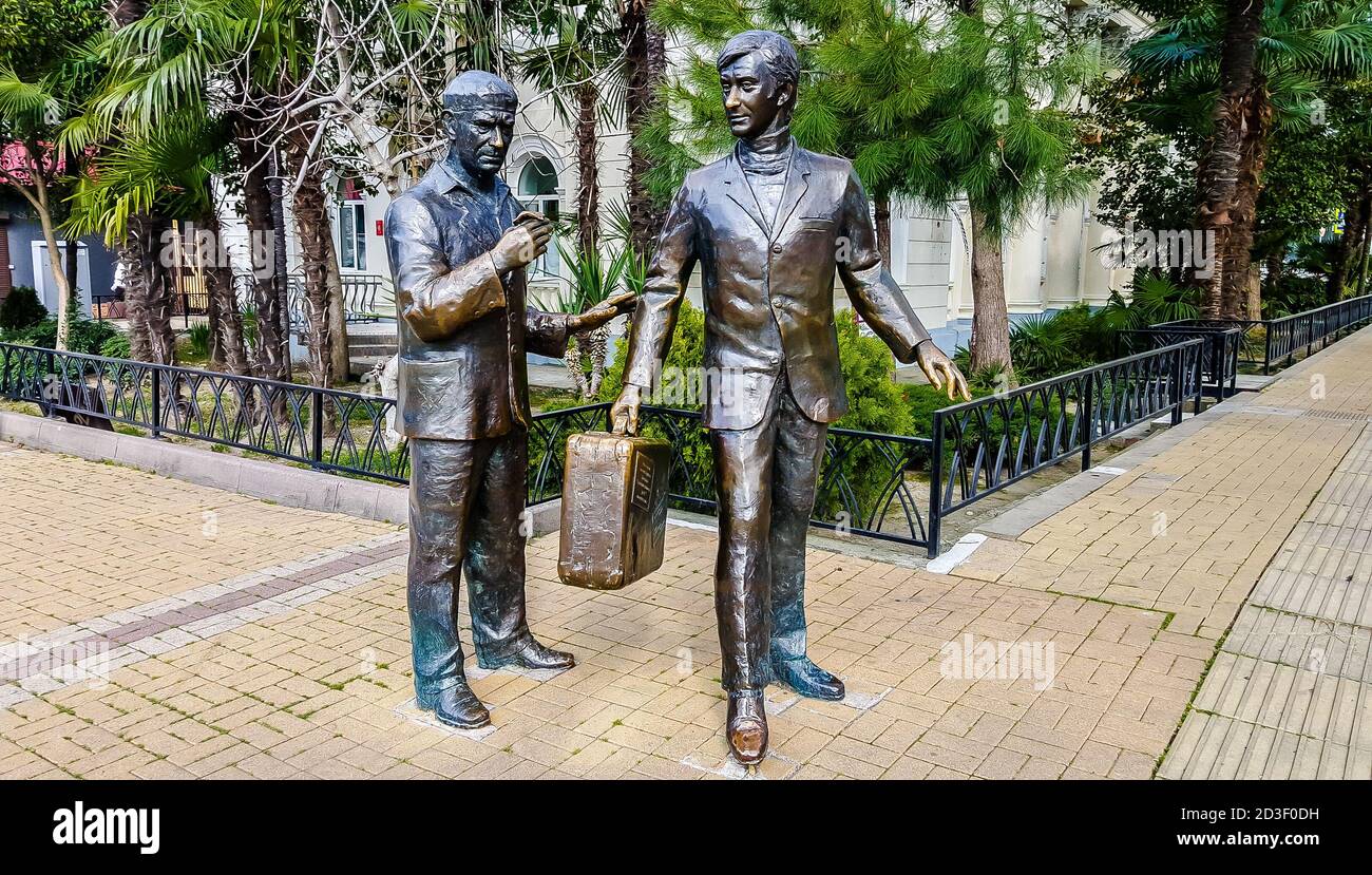 Monument to the characters of the movie 'The Diamond Hand'. Sochi, Russia Stock Photo