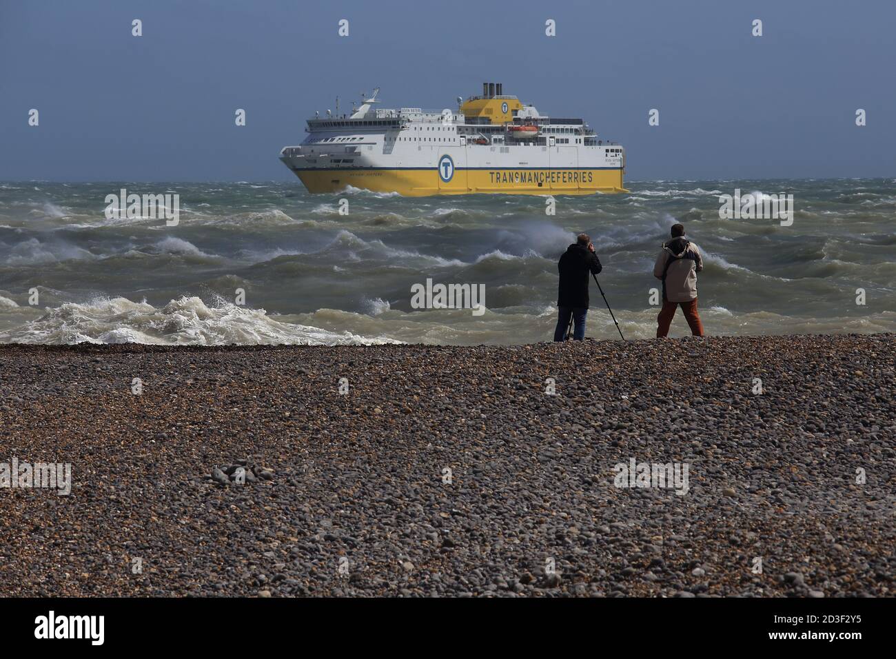 Ferry at Newhaven entering the harbour, Sussex, England, UK Stock Photo