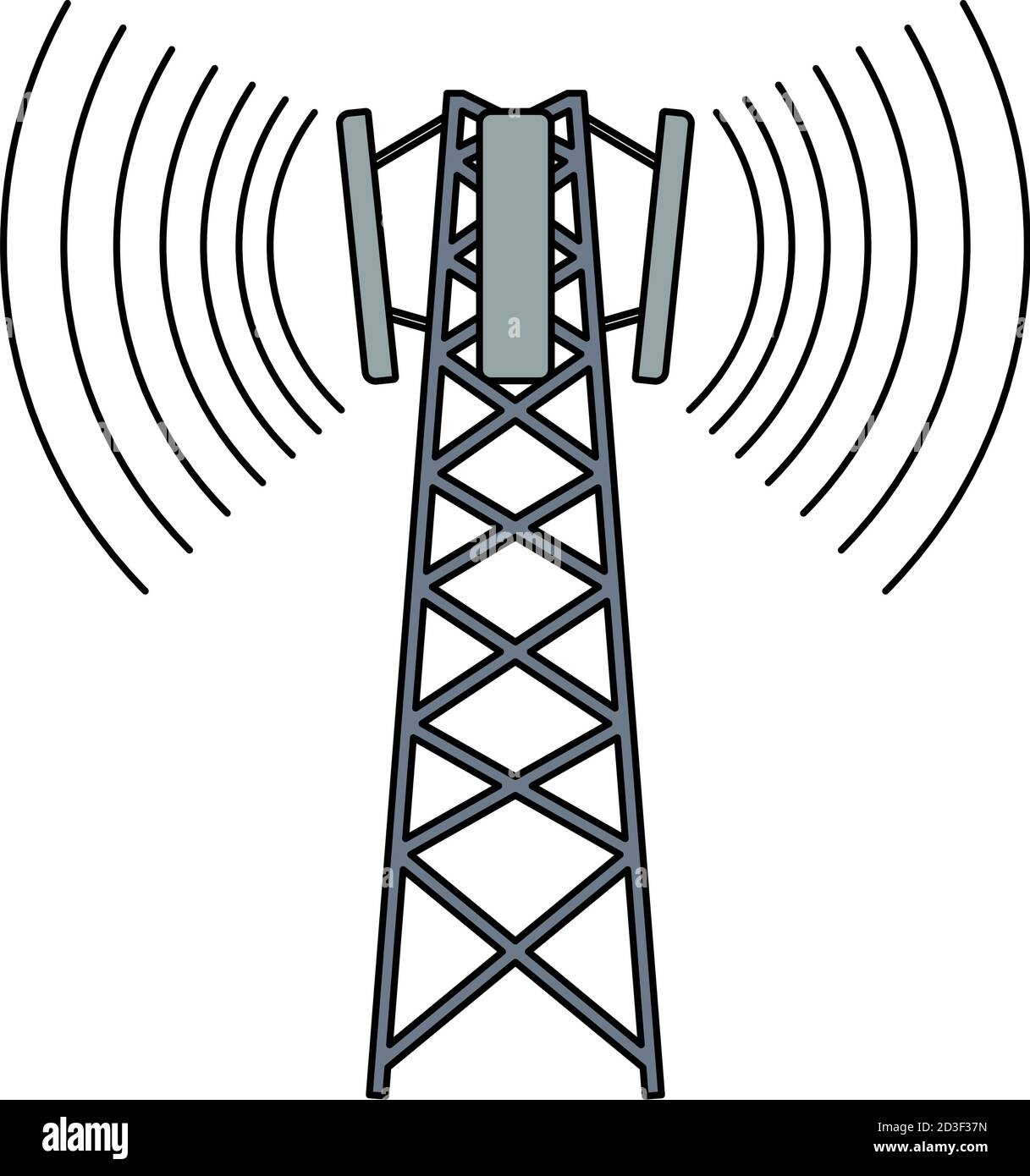 Cellular Broadcasting Antenna Icon. Editable Outline With Color Fill