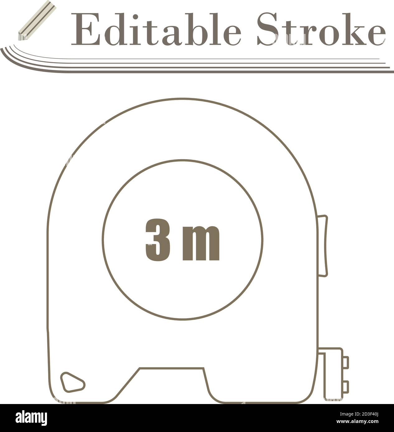 Icon Of Constriction Tape Measure. Editable Stroke Simple Design. Vector Illustration. Stock Vector