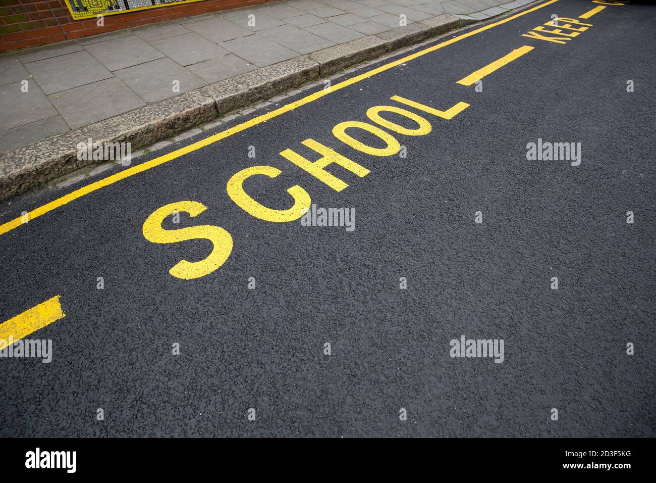 School keep clear road parking sign Stock Photo Alamy