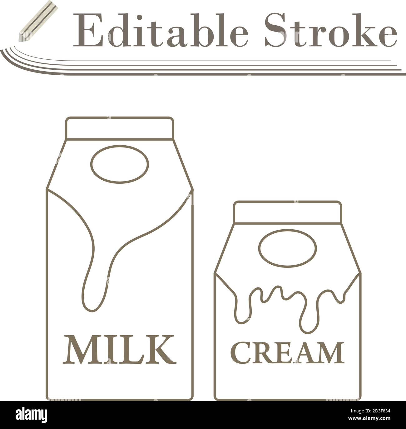 Milk And Cream Container Icon. Editable Stroke Simple Design. Vector ...