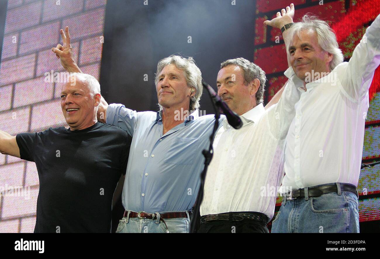L To R British Rock Stars Dave Gilmour Roger Waters Nick Mason And Rick Wright Of Pink Floyd Perform At The Live 8 Concert In Hyde Park In London July 2 05 L To R British Rock Stars Dave Gilmour Roger Waters Nick Mason And Rick Wright Of Pink Floyd Perform At The Live 8 Concert In Hyde Park In London July 2 05