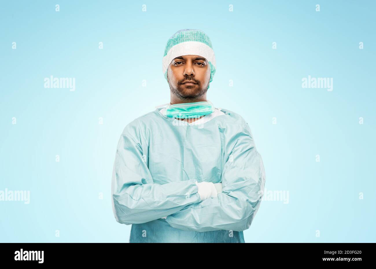 indian male doctor or surgeon in protective wear Stock Photo
