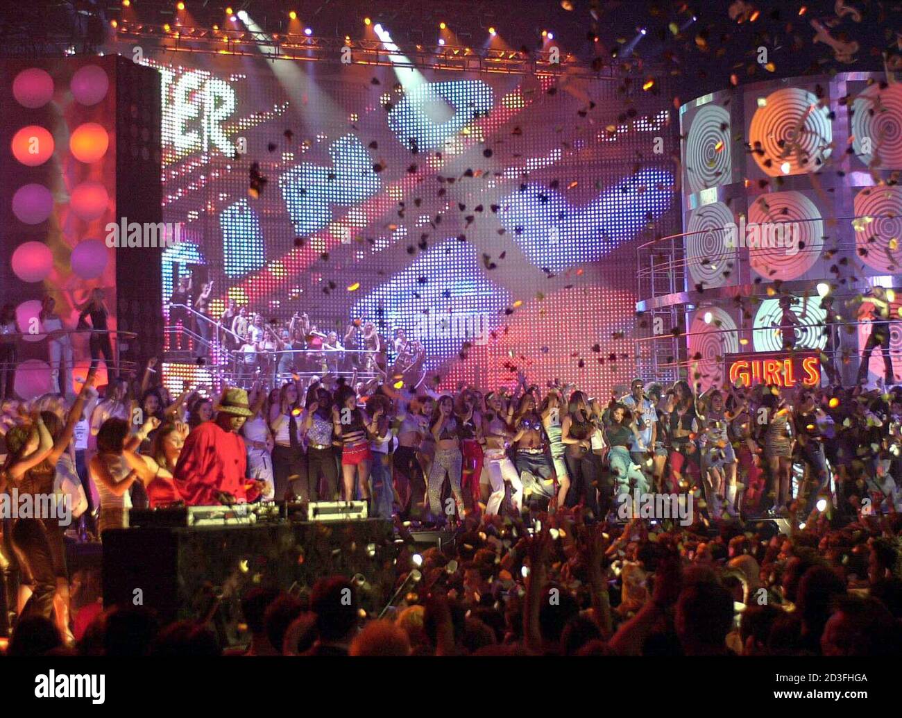 Basement Jaxx Is Seen On Stage During Their Performance In The Category Best Dance At The Mtv Europe Music Awards Ceremony In Frankfurt November 8 2001 The Awards Are Designed To Honour