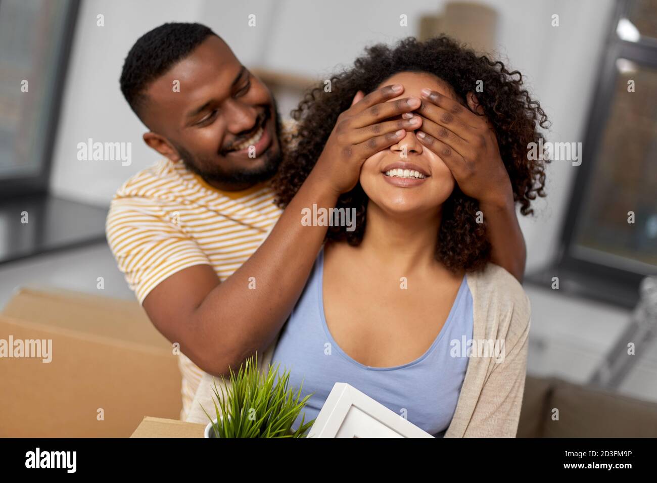 happy couple at new home Stock Photo - Alamy