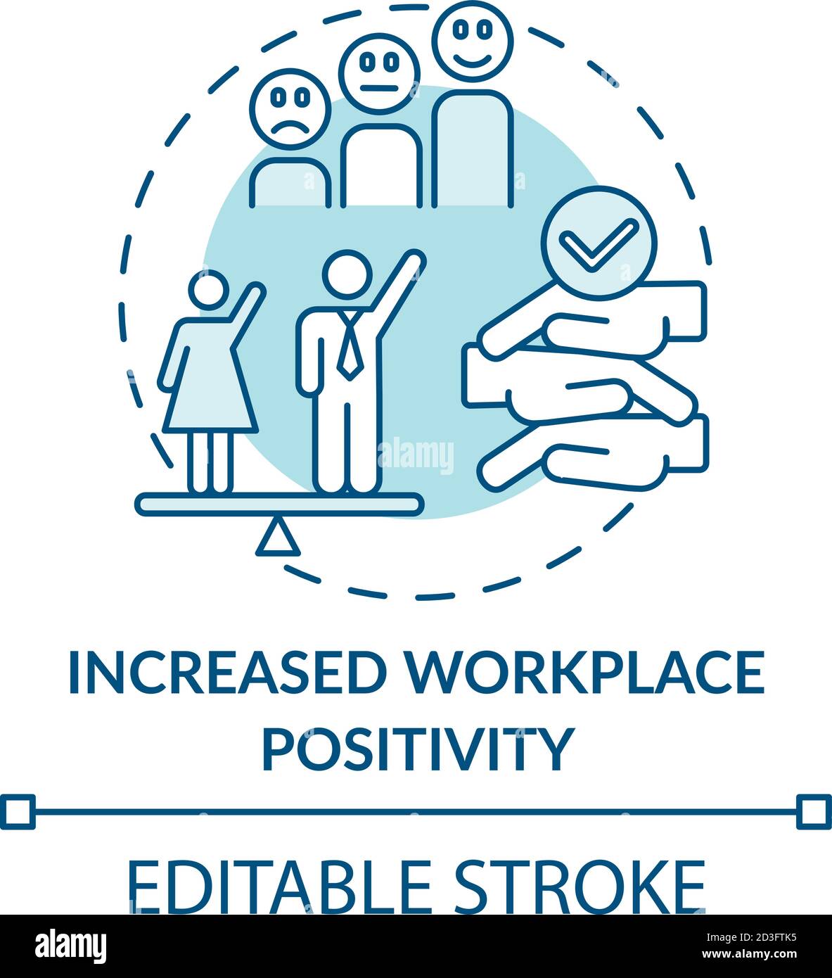 Increased workplace positivity concept icon Stock Vector