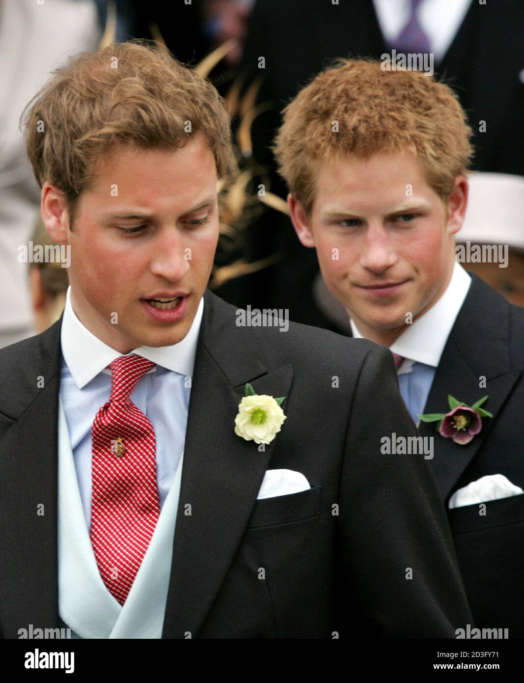Prince William and Prince Harry arrive at the wedding of their father  [Britain's Prince Charles and Camilla Parker Bowles] in Windsor, southern  England, April 9, 2005.[ Prince Charles finally married the love
