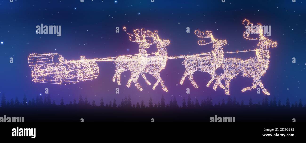 Christmas reindeer in harness in the starry sky Stock Photo - Alamy
