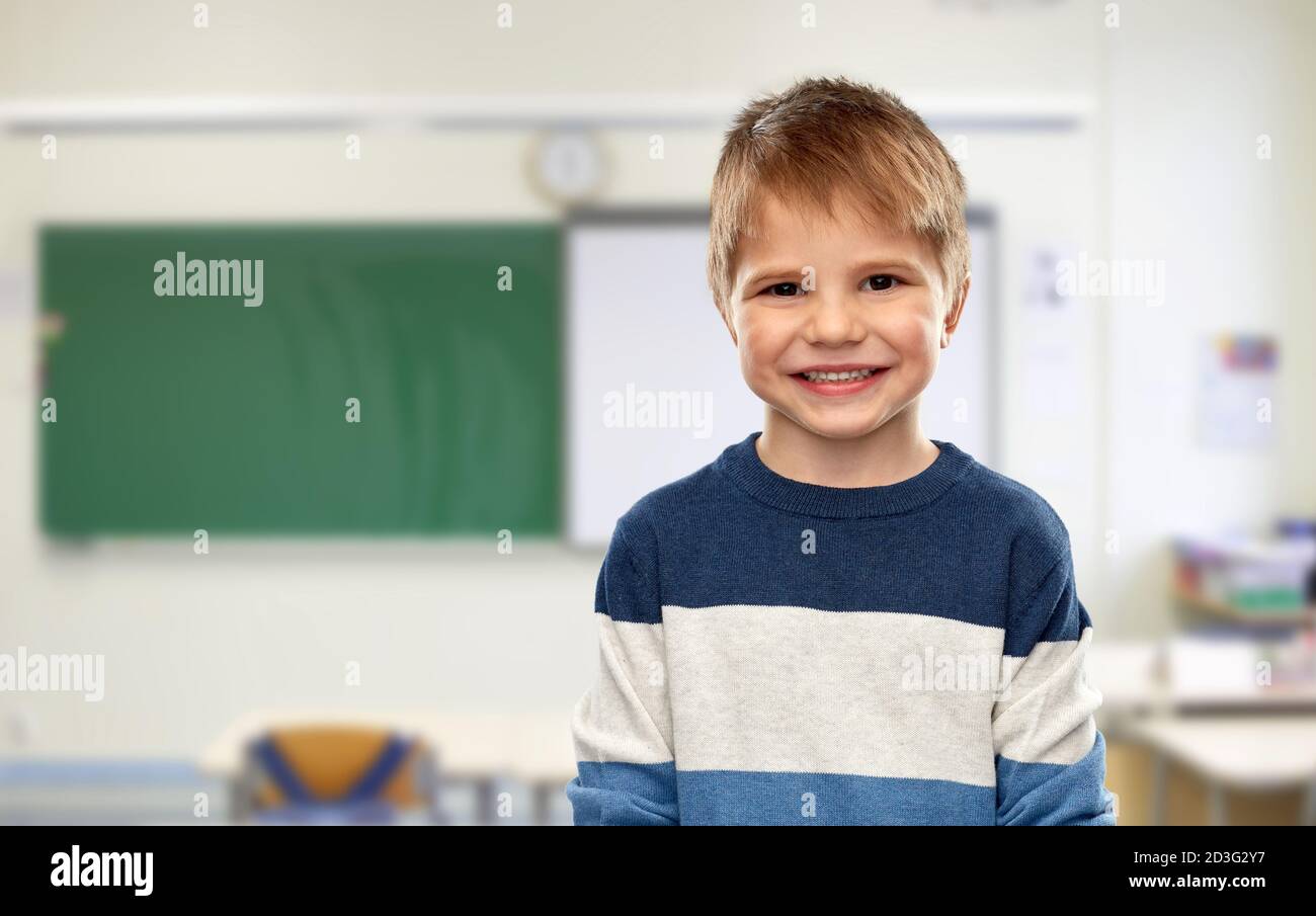 happy smiling little boy at school Stock Photo Alamy