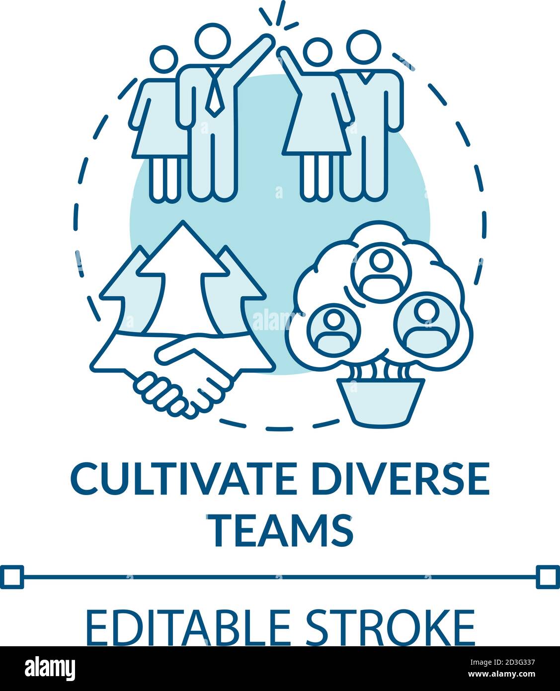 Cultivate diverse teams concept icon Stock Vector