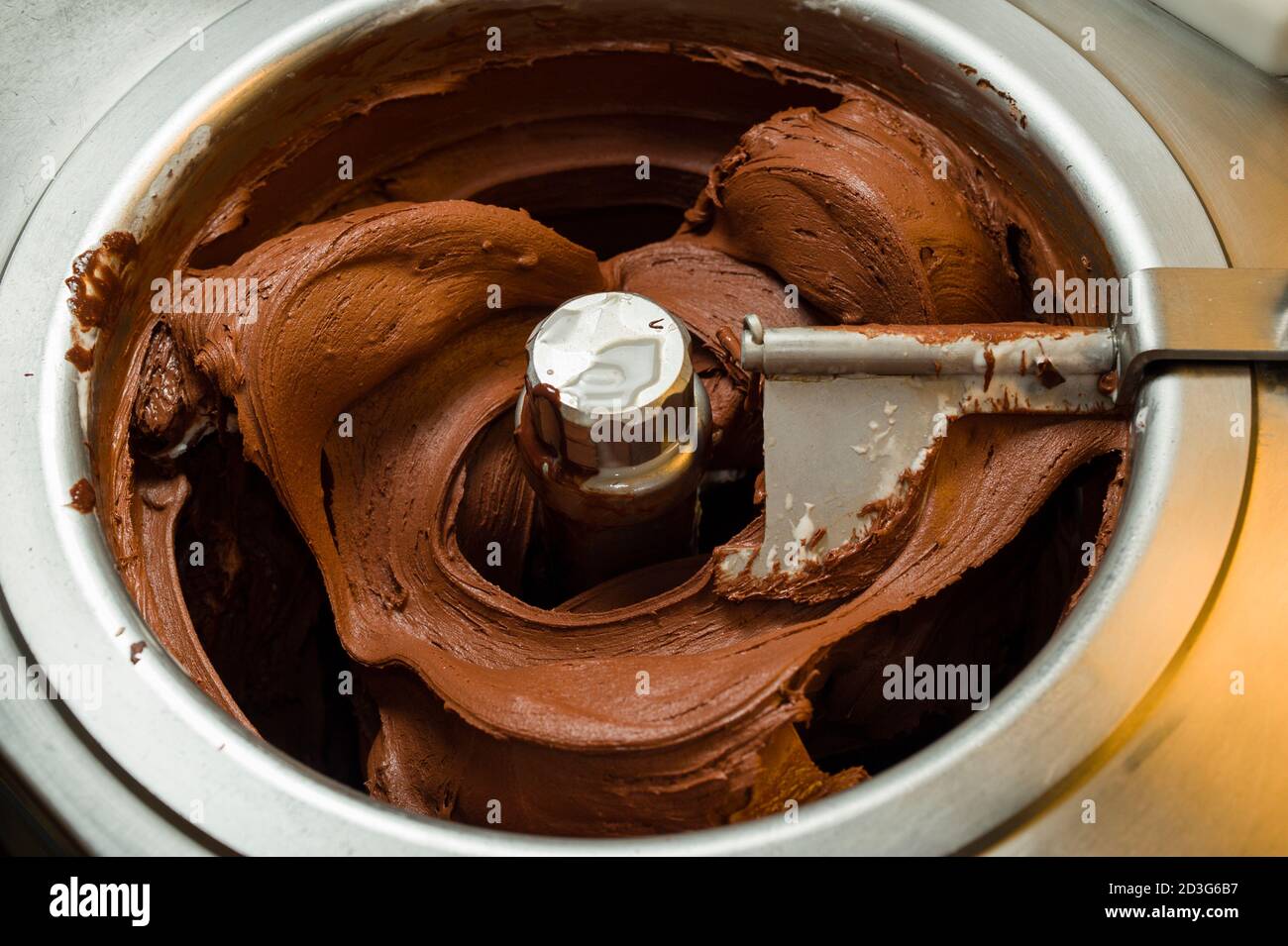 Ice cream preparation with different tools, ingredients, and machines