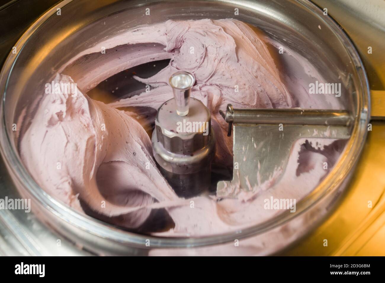 Ice cream preparation with different tools, ingredients, and machines