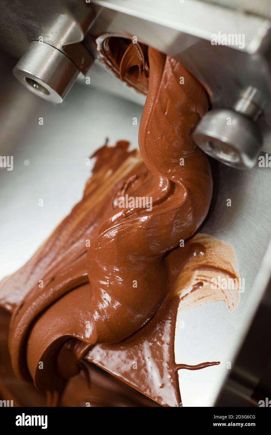 Ice cream preparation with different tools, ingredients, and machines