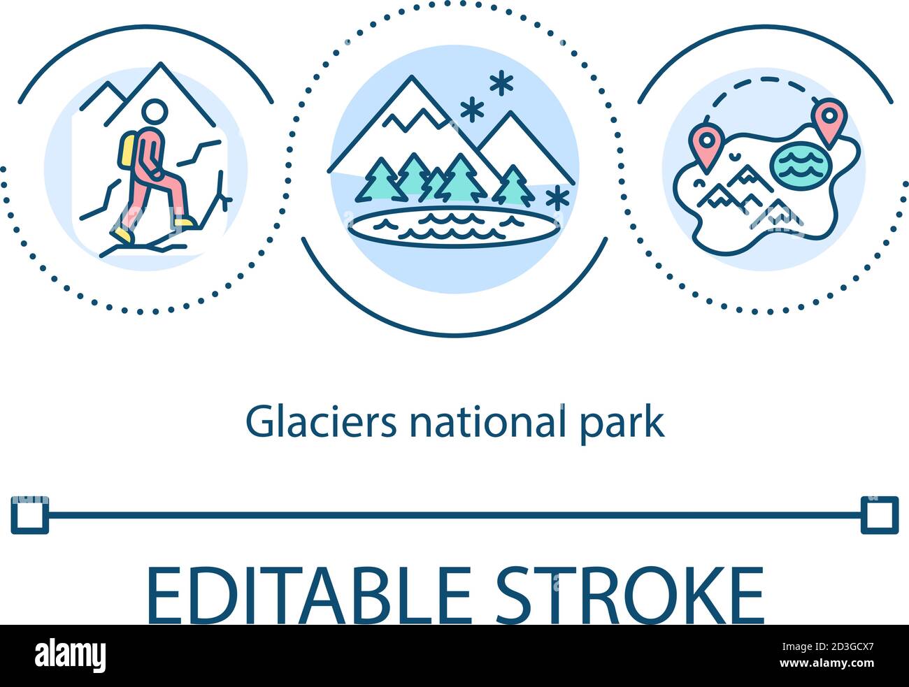 Glaciers national park concept icon Stock Vector