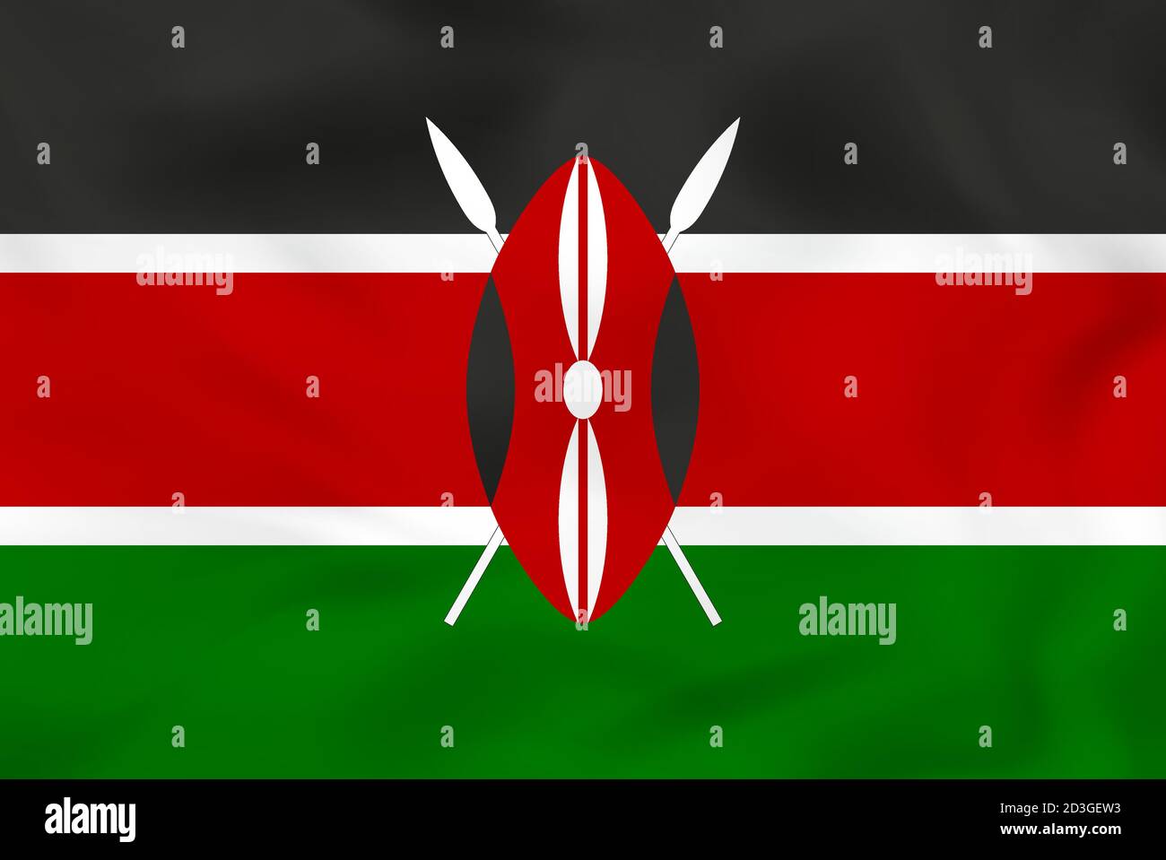Kenya waving flag. Kenya national flag background texture. Vector illustration. Stock Vector