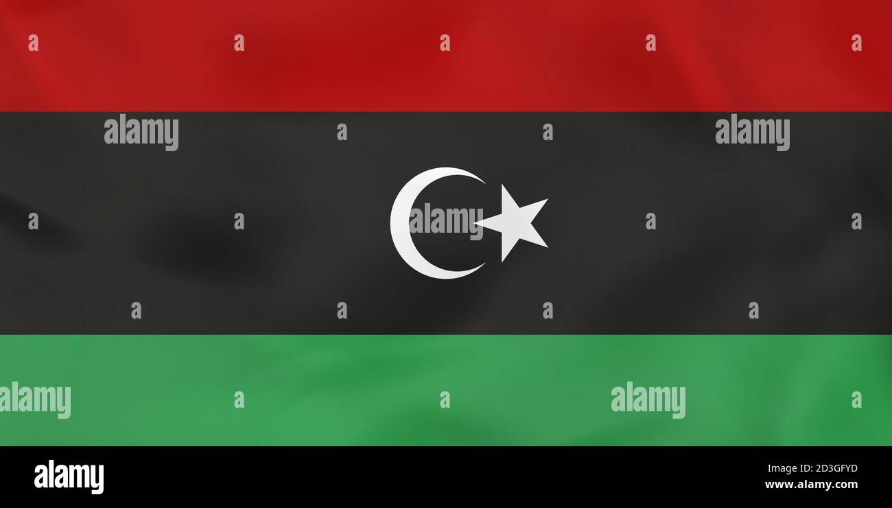 Libya waving flag. Libya national flag background texture. Vector illustration. Stock Vector