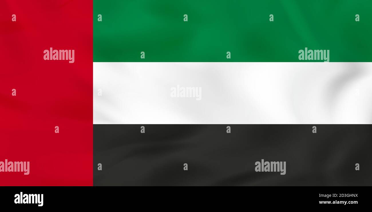 United Arab Emirates waving flag. UAE national flag background texture. Vector illustration. Stock Vector