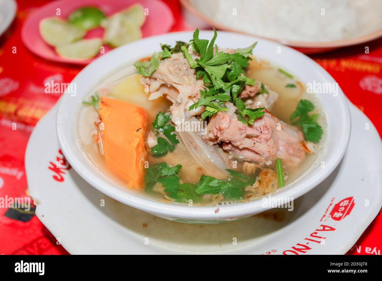 Sop buntut or oxtail soup. Indonesian traditional culinary. Stock Photo