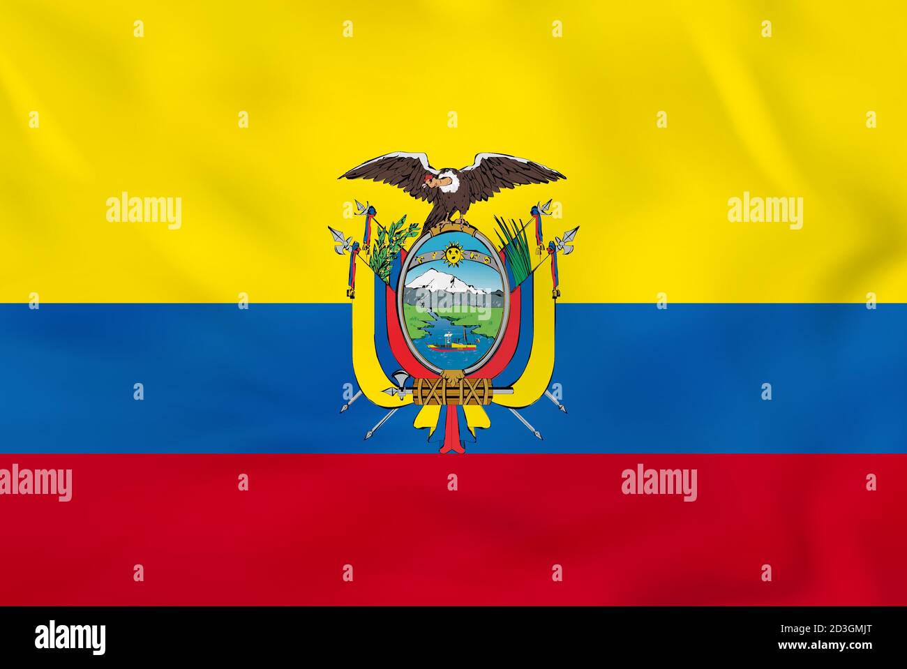 Ecuador waving flag. Ecuador national flag background texture. Vector