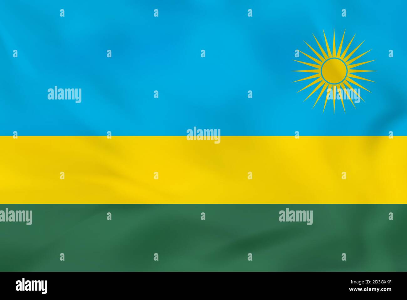 Rwanda waving flag. Rwanda national flag background texture. Vector