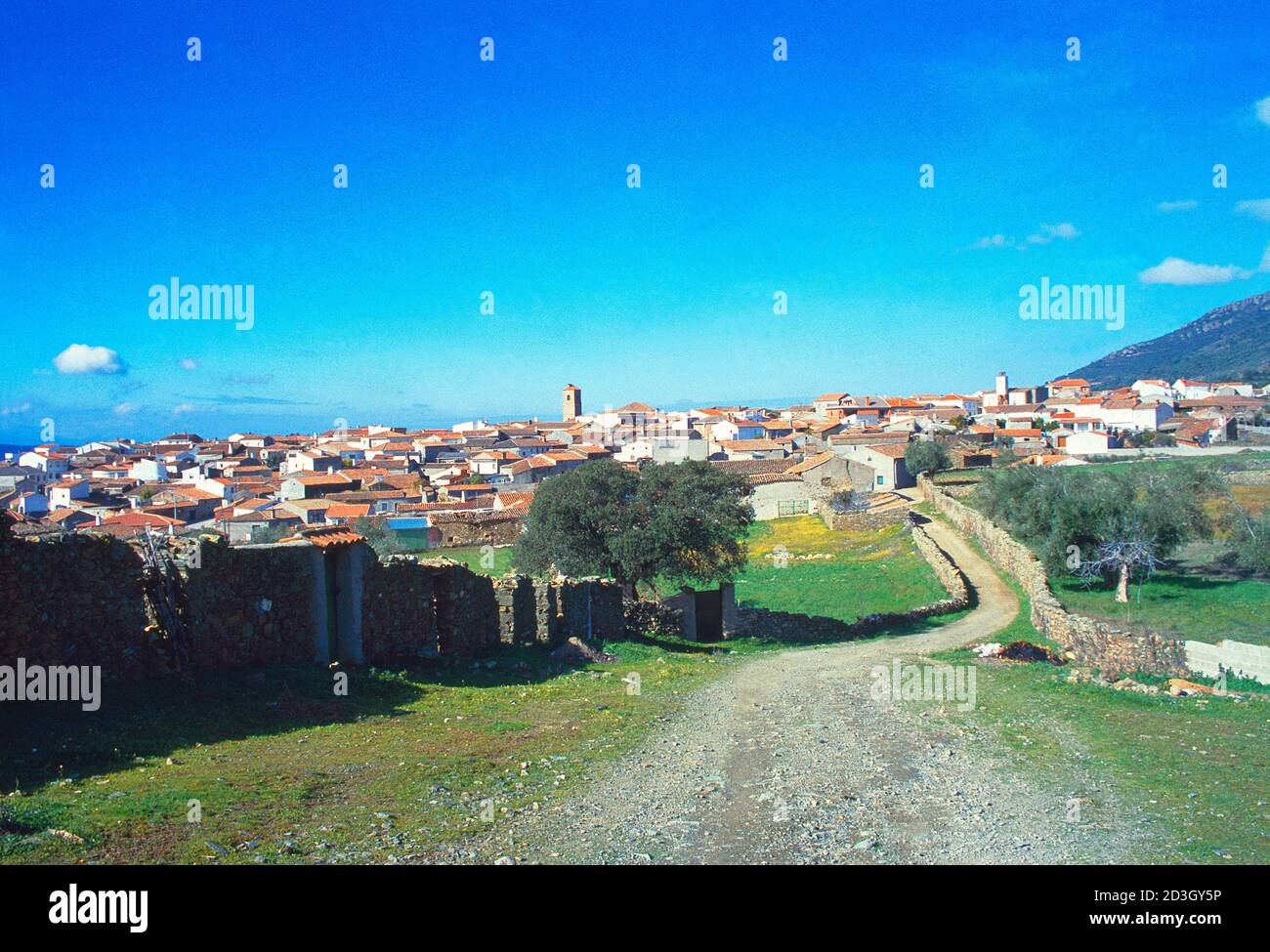 Overview. Sevilleja de la Jara, Toledo province, Castilla La Mancha, Spain. Stock Photo