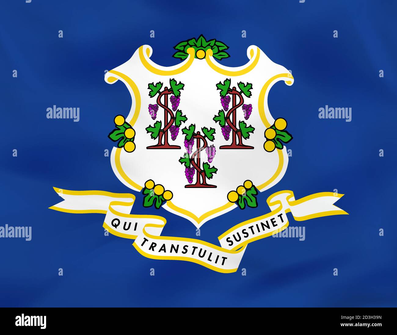 Connecticut Waving Flag Connecticut State Flag Background Texture Vector Illustration Stock