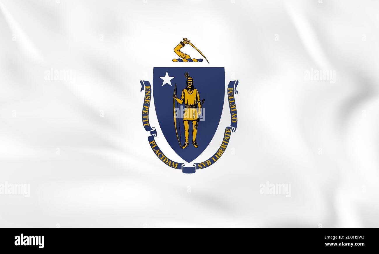 Massachusetts waving flag. Massachusetts state flag background texture ...