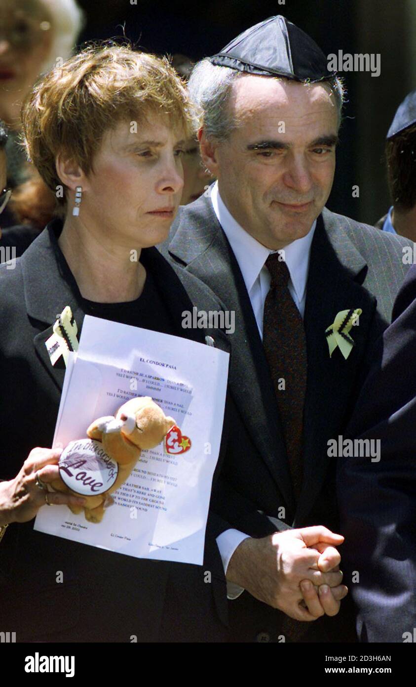 Susan and Robert Levy depart a memorial service for their daughter Chandra  at the Centre Plaza in Modesto, California May 28, 2002. Chandra Levy's  body was discovered last week in a Washington,