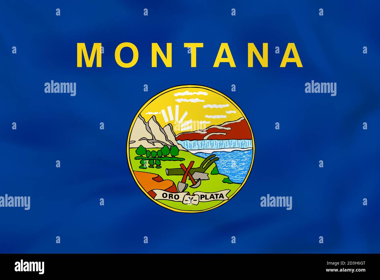 Montana waving flag. Montana state flag background texture.Vector