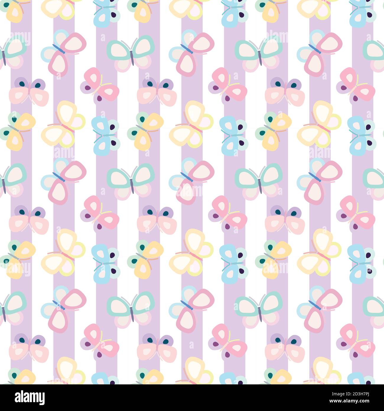 Vector pattern background with stripes and cute random pastel