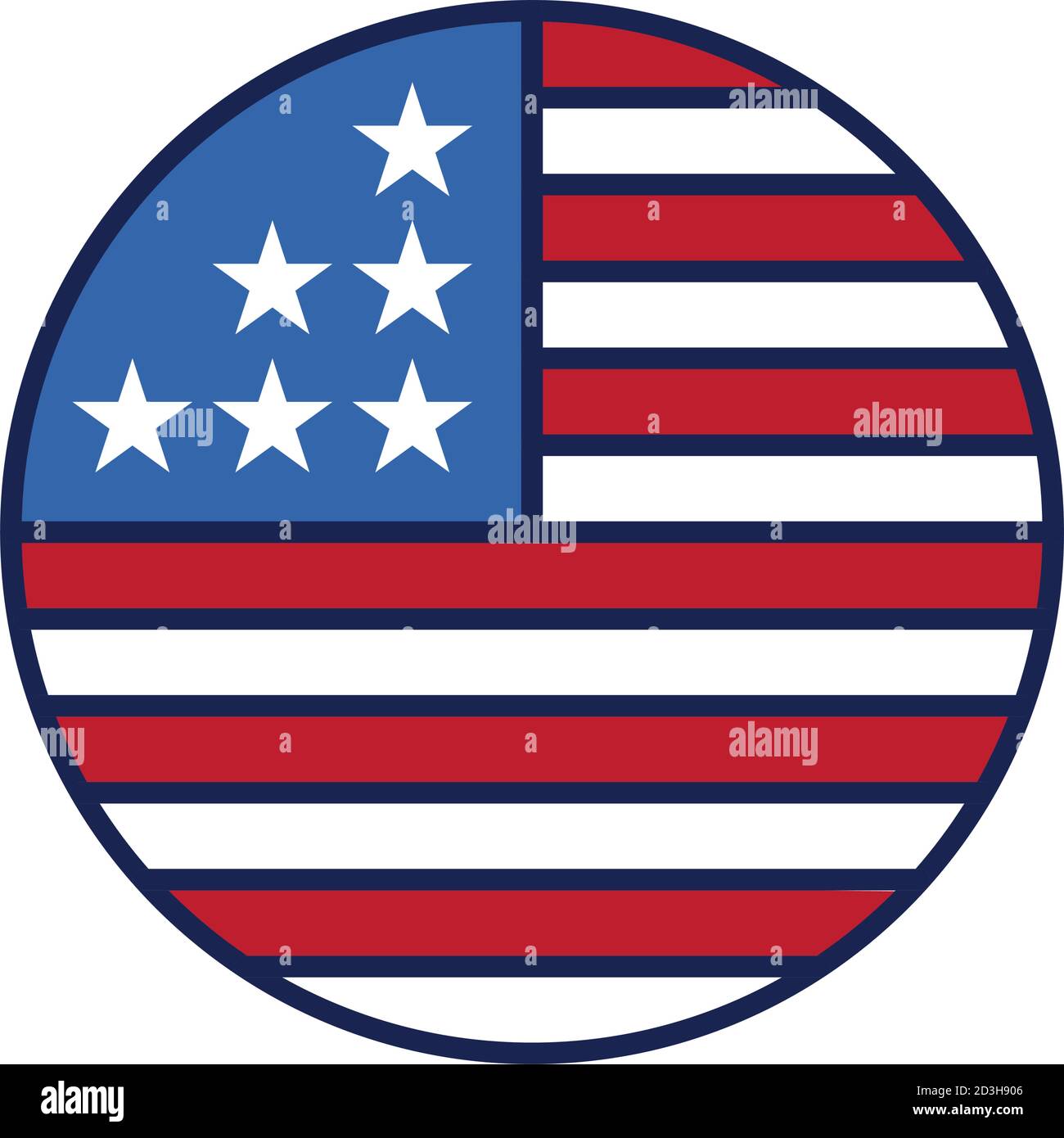 Usa flag circle line and fill style icon design, United states of ...