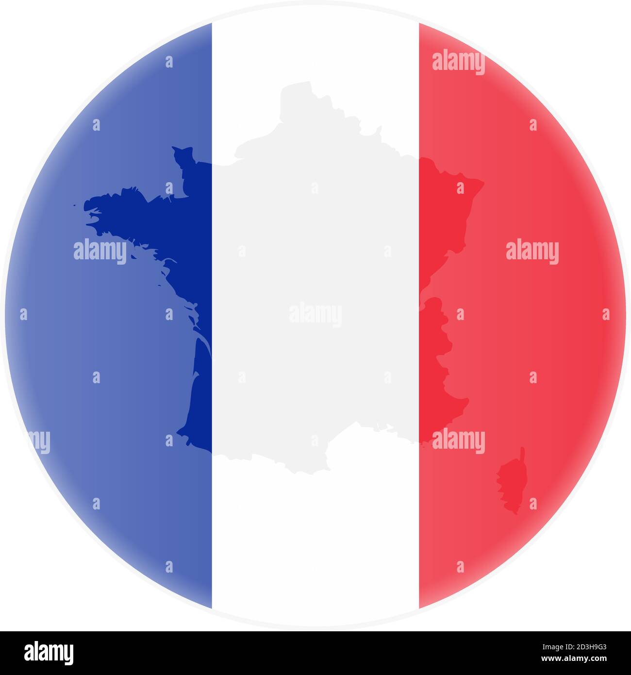 round french flag and map of france outline sticker or badge vector illustration Stock Vector