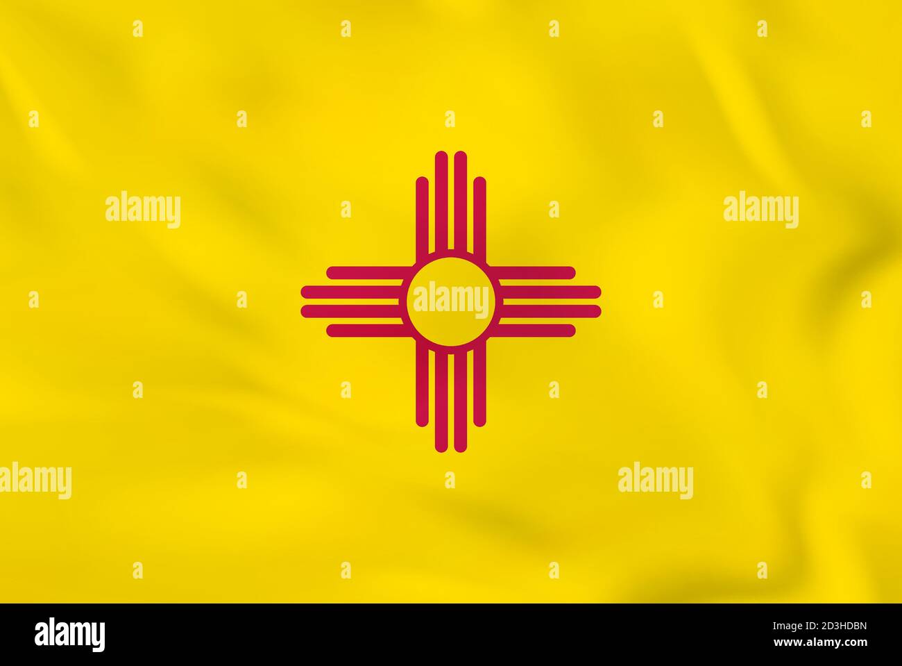 New Mexico waving flag. New Mexico state flag background texture.Vector