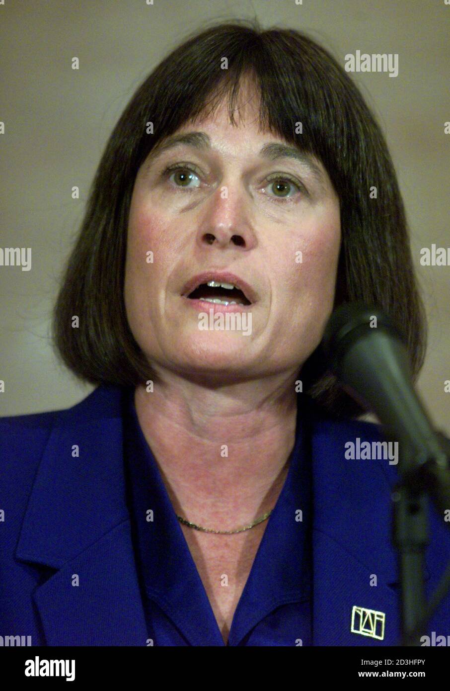 Vicki Saporta, the Executive Director of the National Abortion Federation, speaks at a news conference called by Danco Labratories, in New York, September 28, 2000.  The news conference followed the Federal Drug Administration's (FDA) approval of the drug Mifeprex (Mifepristone) the early option abortion pill for women.  Danco Labratories has been granted exclusive liscense to manufacture, market and distribute Mifeprex in the United States. Stock Photo