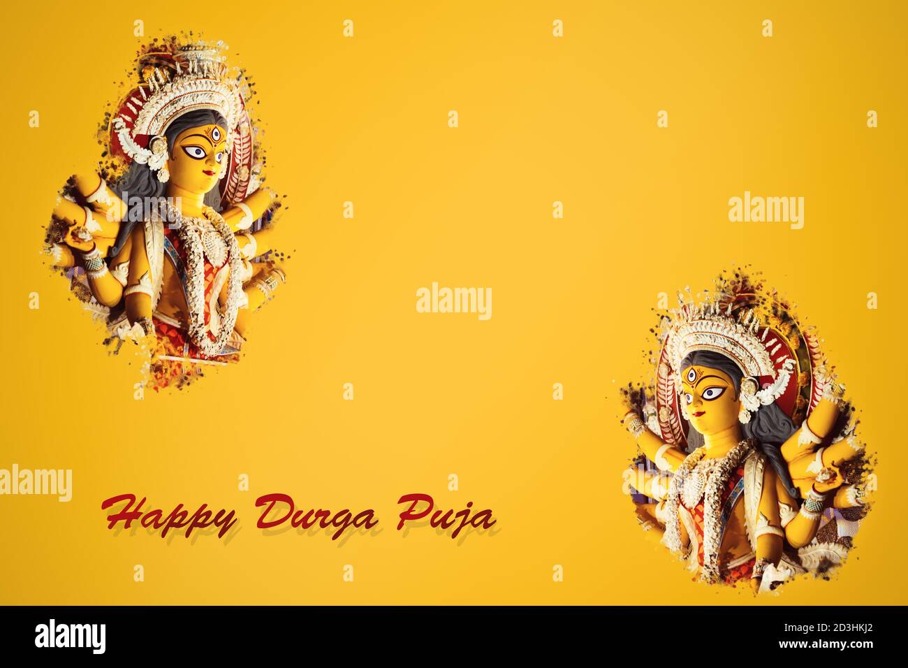 Happy Durga Puja Background with copy space. Hindu Goddess Durga face, creative design image in mustard yellow solid colour for subho bijoya, dussehra Stock Photo - Alamy Happy Durga Puja Background with copy space. Hindu Goddess Durga face, creative design image in mustard yellow solid colour for subho bijoya, dussehra Stock Photo - Alamy