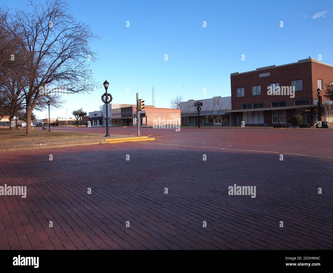 Deserted main street business districts hires stock photography and