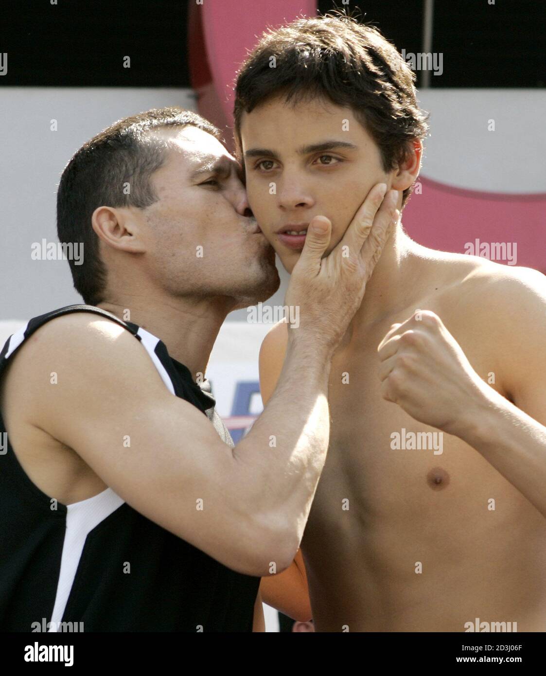 Julio Cesar Chavez L Of Mexico Kisses His Son Julio Jr During Weigh In For Chavez Scheduled 10 Round Welterweight Farewell Fight Saturday Against Ivan Robinson In Los Angeles May 27 05 The Elder