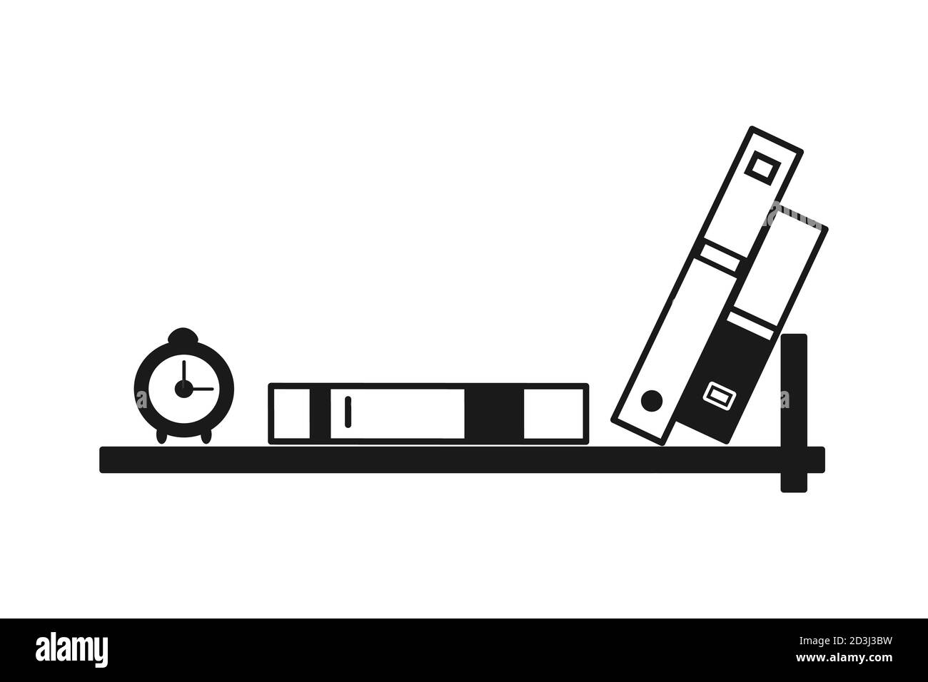 Bookcase flat icon. Black stroke interior furniture element illustration, white background Stock Vector