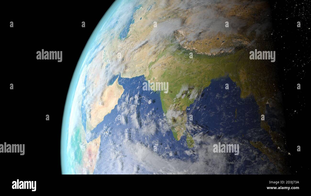 india seen from space 3D rendering Stock Photo