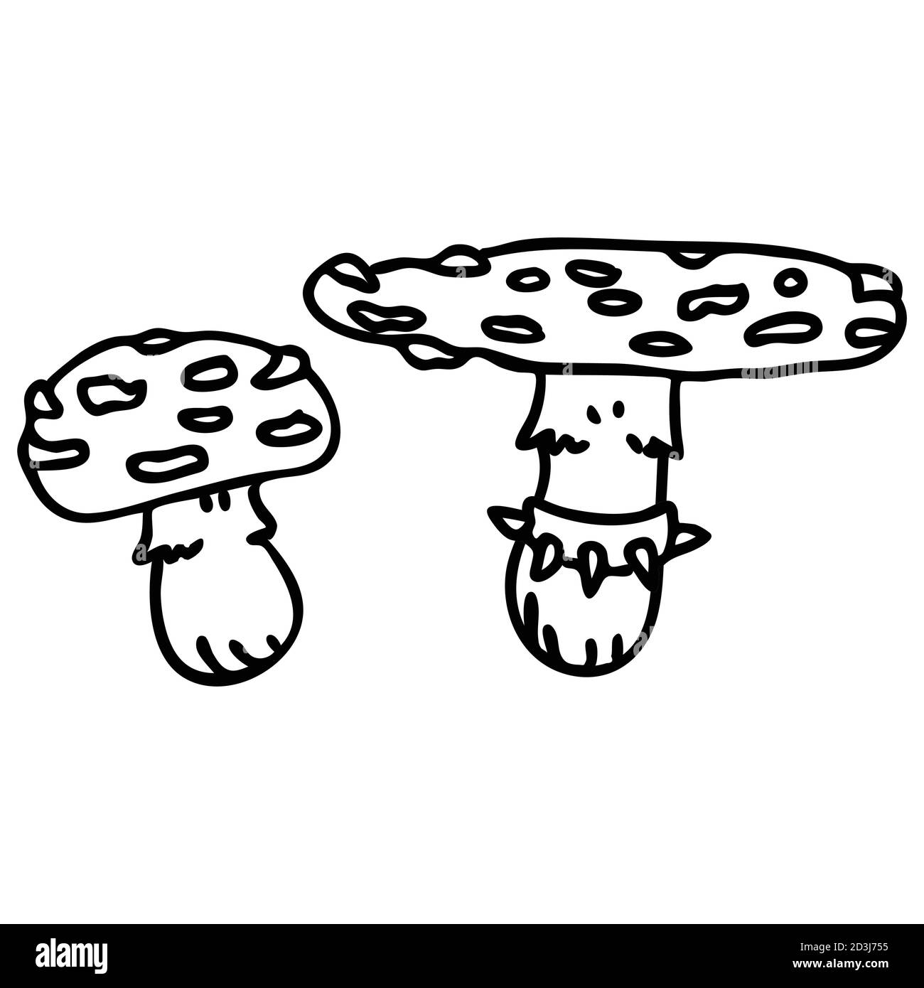 Punk rock fly agaric fungi monochrome lineart vector illustration ...