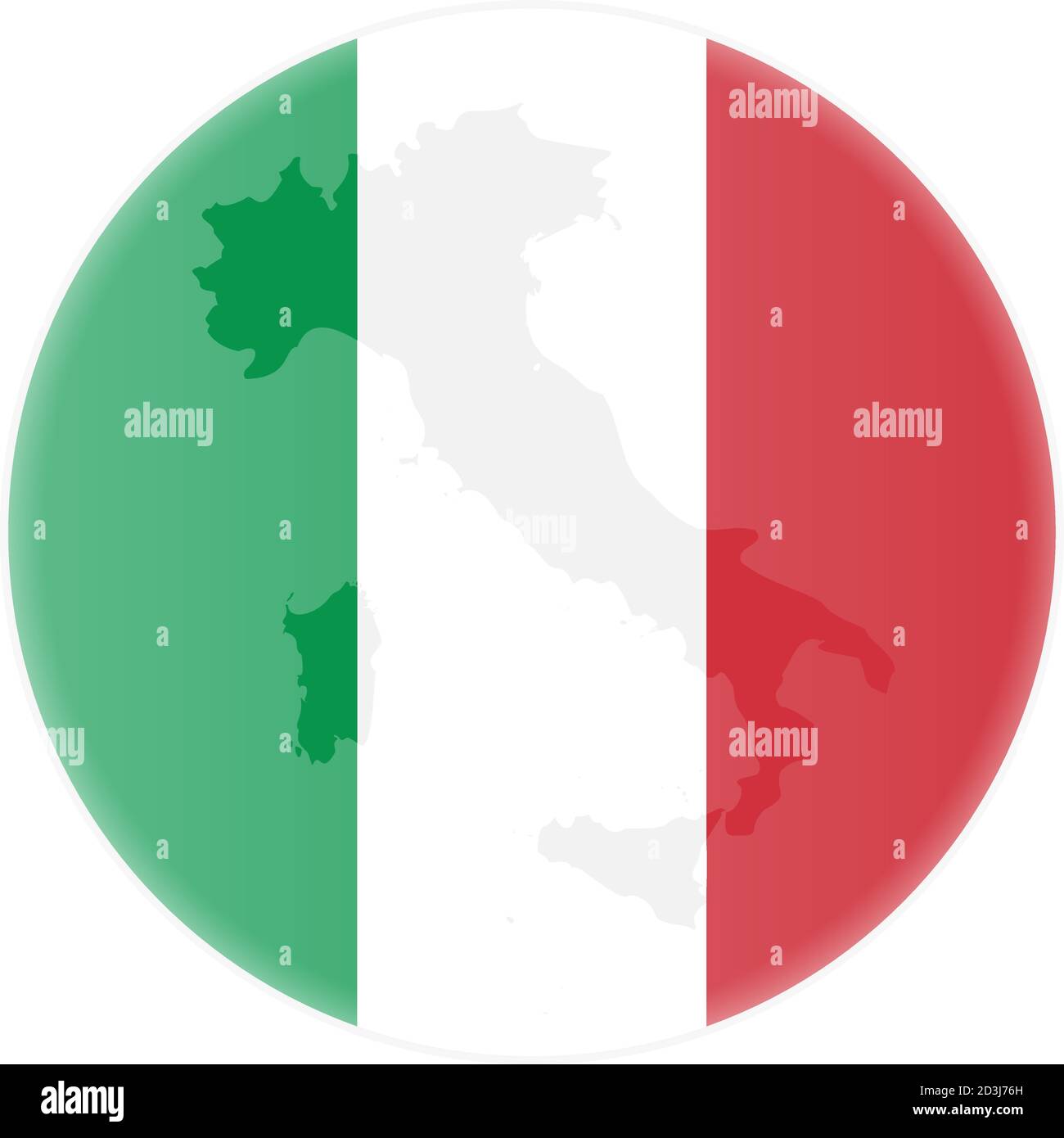 round italian flag and map of italy outline sticker or badge vector illustration Stock Vector