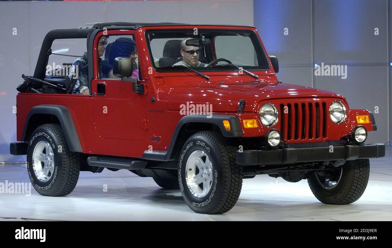 Chrysler introduces the new 2004 1/2 Jeep Wrangler Unlimited during the  January 6, 2004 press day of the North American International Auto Show in  Detroit, Michigan. The Jeep has fifteen inches added