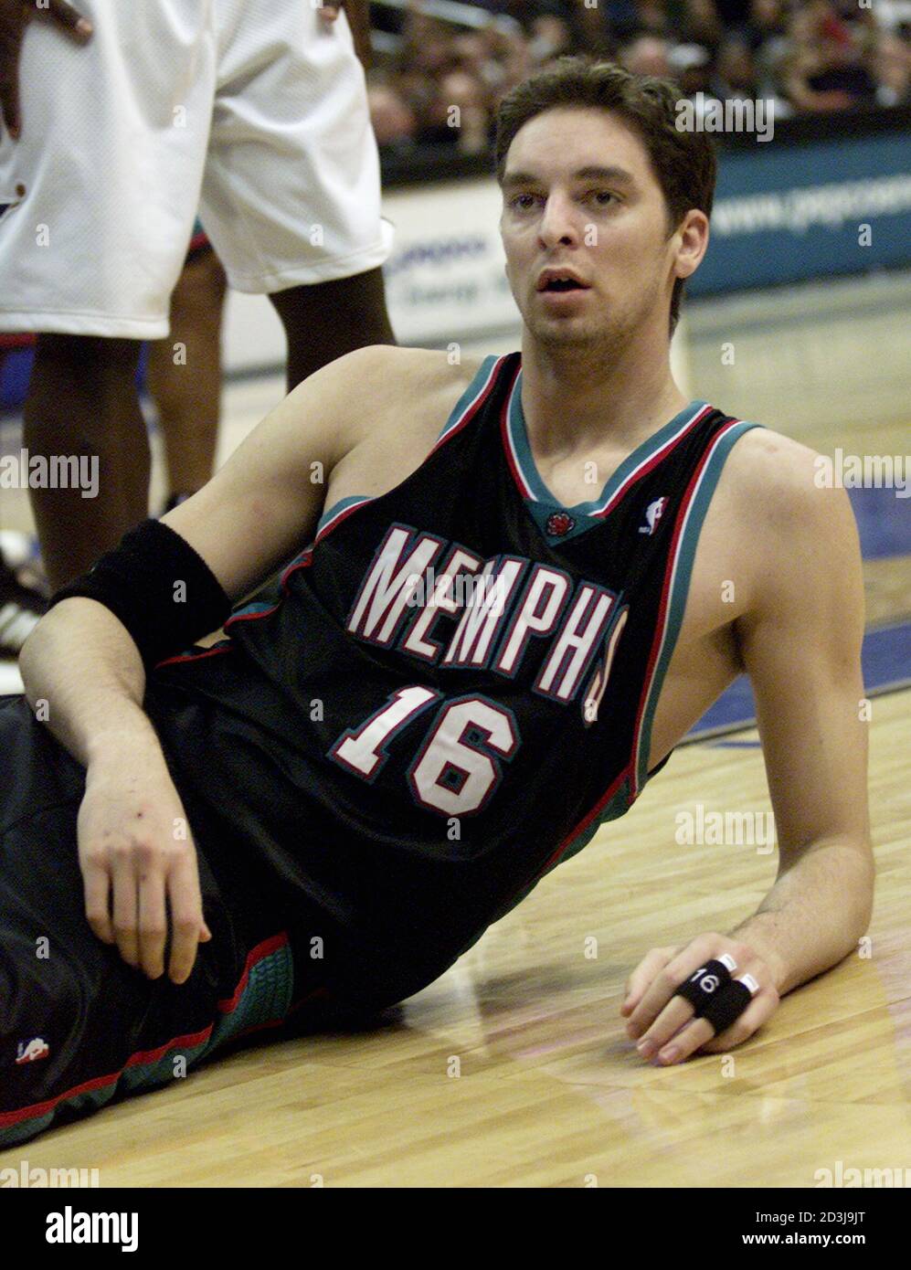 Memphis Grizzlies Pau Gasol From Barcelona Spain Winds Up On The Floor After Fighting For A Lose Ball With Kwame Brown Of The Washington Wizards Not Shown In The Third Quarter Of