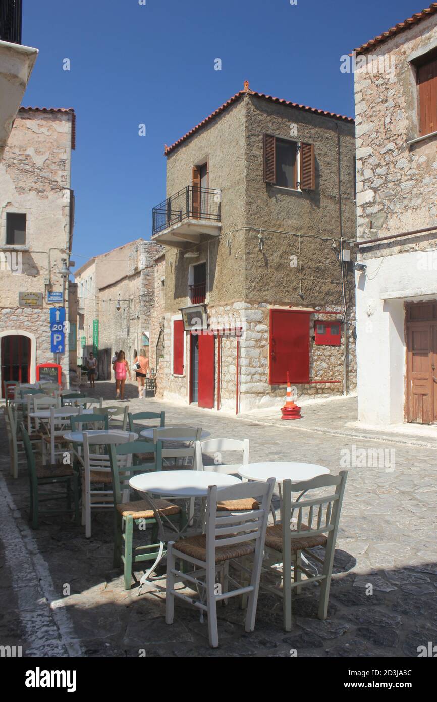 Aeropolis town in Lakonian Mani , Peloponnese , Greece Stock Photo