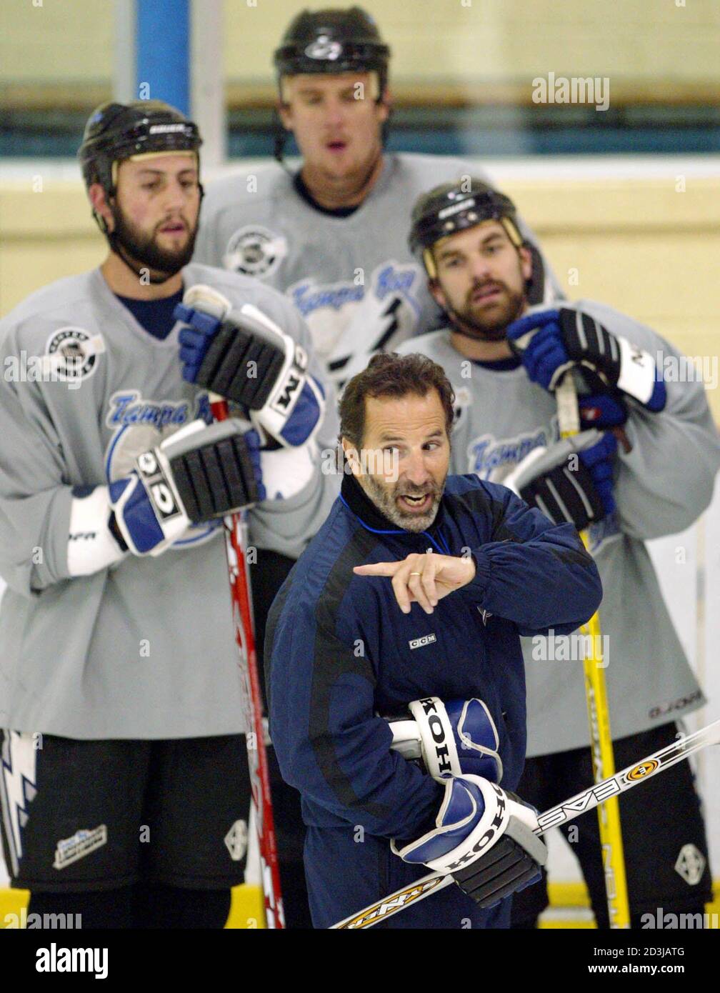 Tampa Bay Lightning coach John Tortorella runs his team's Stanley Cup  practice session in Tampa, Florida, May 24, 2004. The Lightning will play  the Calgary Flames in the Stanley Cup finals starting