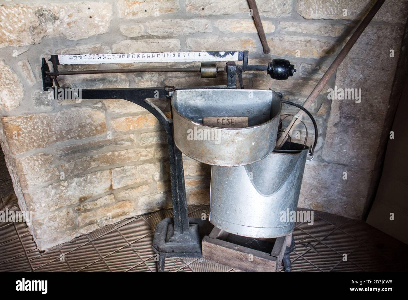 Old instruments for cheese manufacturing Stock Photo